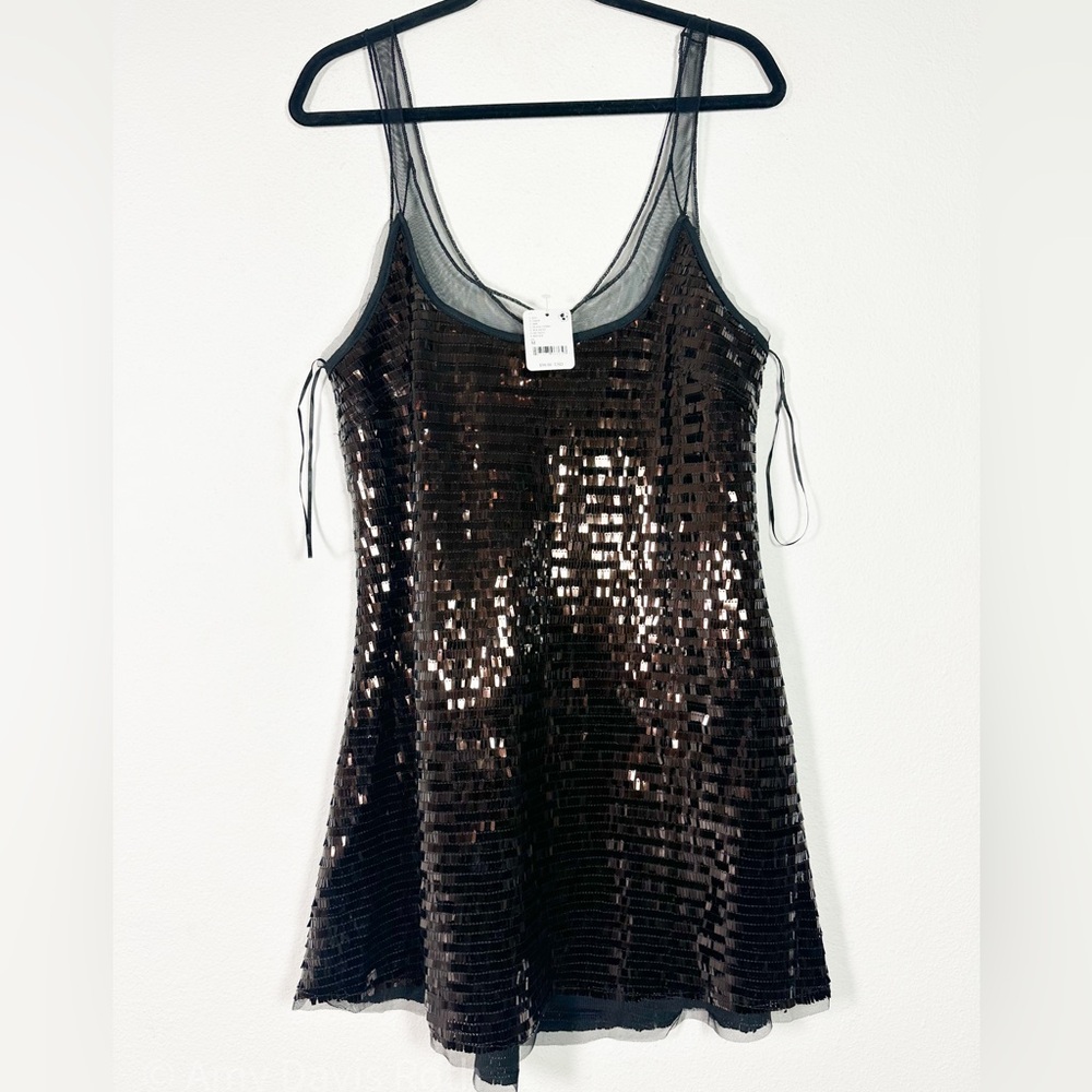Free People Disco Fever Mini Slip in Black Combo size Large NWT - Picture 5 of 15